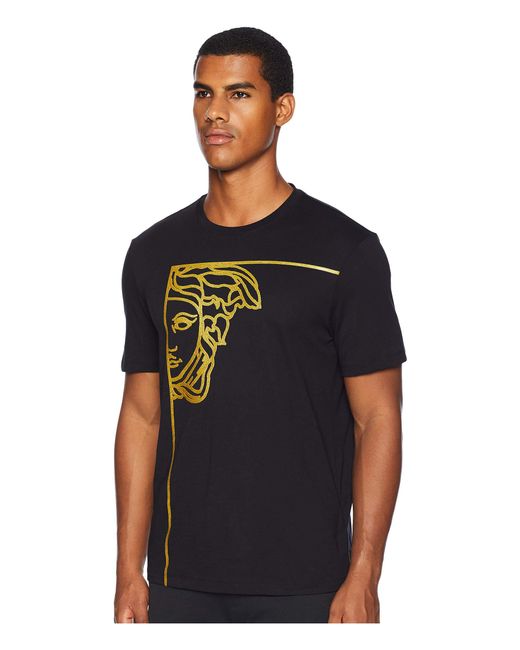 Versace Cotton Gold Half Medusa Tee (black/gold) Men's T Shirt for Men |  Lyst