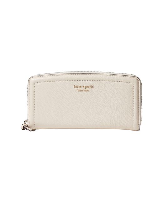 Kate Spade Knott Pebbled Leather Slim Continental Wallet in White - Lyst