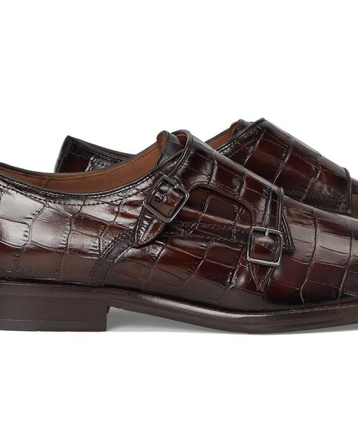 Johnston & Murphy Brown Sullivan Double Buckle Cap Toe Shoes 14 M (D) Leather for men