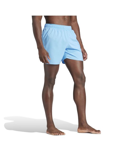 Adidas Blue Solid Clx Short-length Swim Shorts for men
