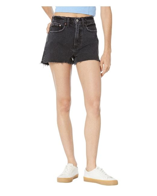 Abercrombie & Fitch Cotton Curve Love High-rise Mom Shorts in Black | Lyst