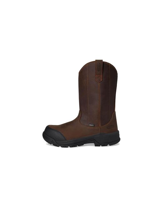 Keen Brown Evanston Pull-On Waterproof Boot (Carbon-Fiber Toe) Work Boots Bison/ 5.5 D