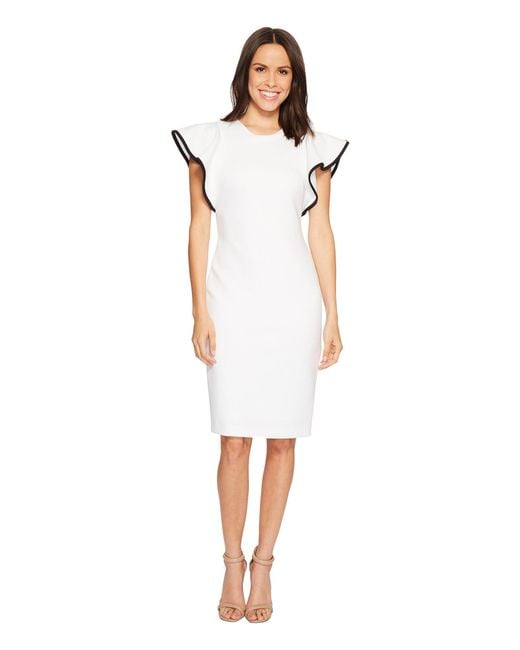 Calvin klein white sales ruffle dress