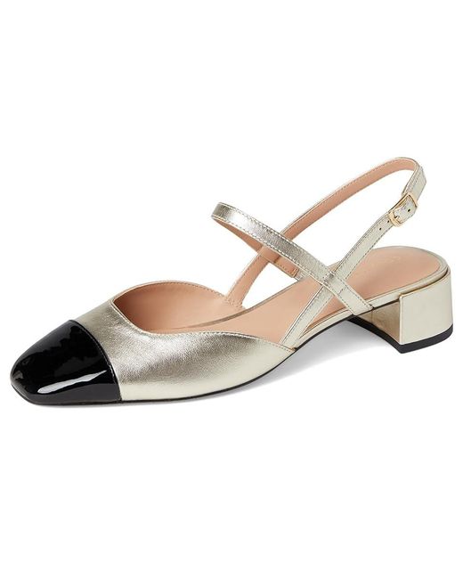 Cole Haan Black Pella Block Heel Slings High Heels Soft Leather/ Patent Leather 7.5 B
