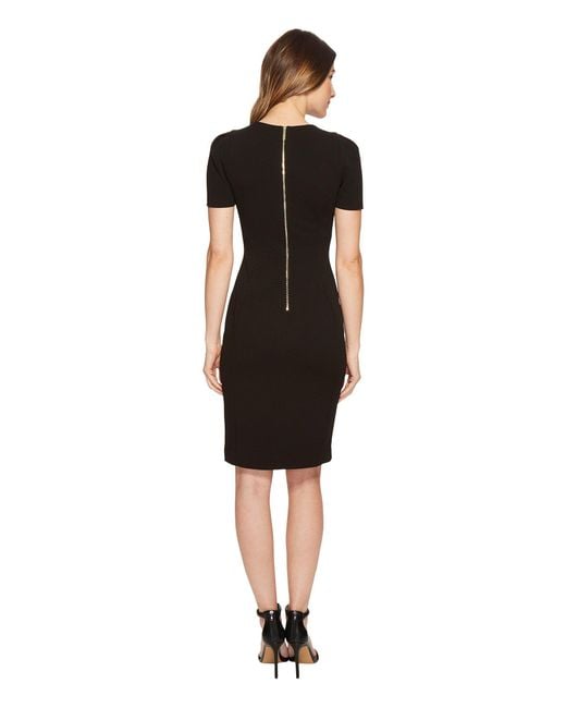 Black short sleeve sheath dress sales