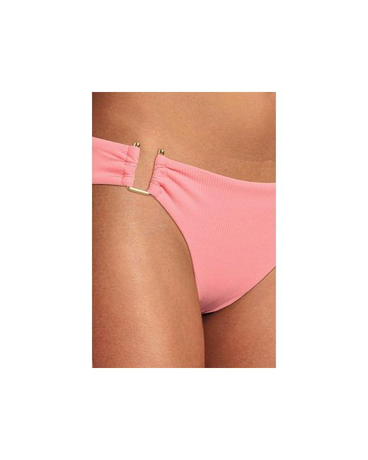 Becca Black Modern Edge Rib Gracie U Buckle Side Hipster Bottom Swimwear, Nylon/Spandex