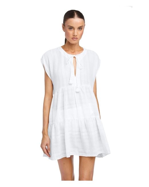 Robin Piccone Synthetic Michele Flouncy Dress Cover-up in White | Lyst