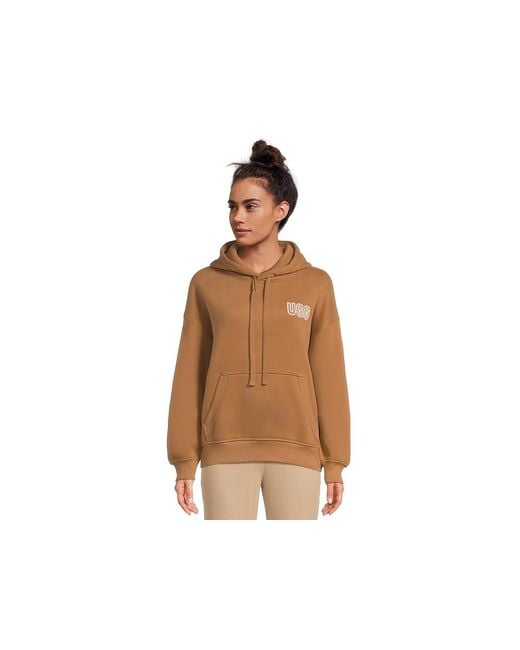 Ugg Brown Logo Hoodie Sweatshirt, Cotton/Polyester