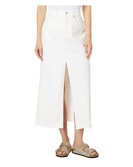 Madewell The Rilee Denim Midi Skirt In Tile White