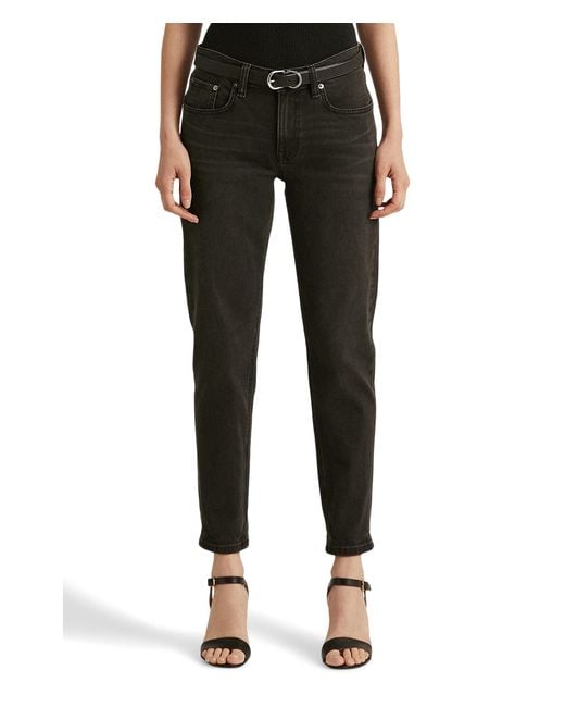 Lauren by Ralph Lauren Denim Relaxed Tapered Jeans In Empire Black Wash