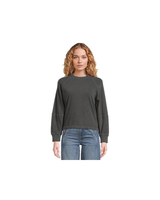 Madewell Black Raglan Crew Neck T-Shirts Heavy Weight Jersy Clothing 2Xs 000) Cotton