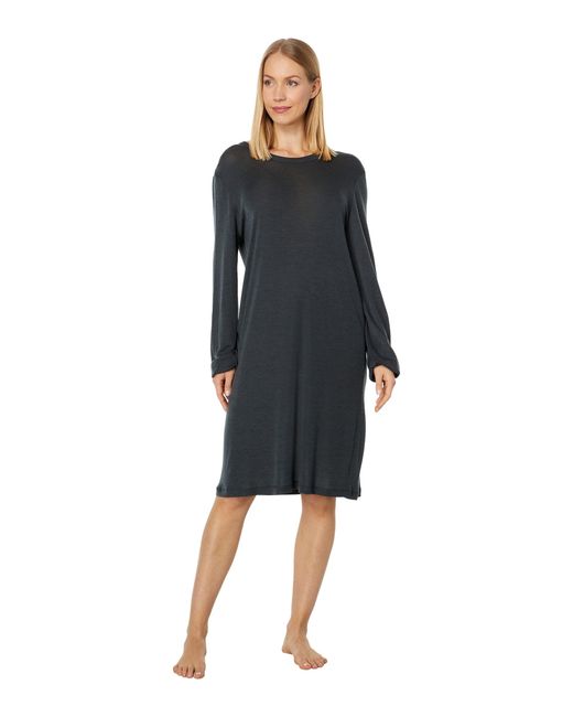 Hanro Woolen Sleep Long Sleeve Merino Blend Gown in Black Lyst