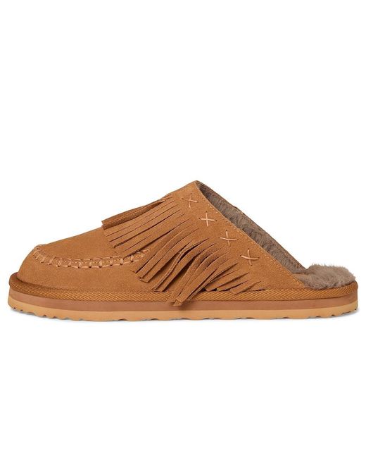 Free People Brown Fallon Fringe Mules Boots
