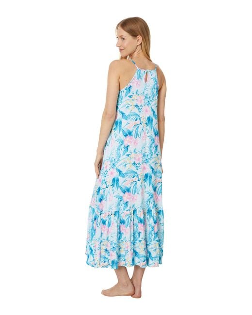 Tommy Bahama Blue Tropical Sleeveless Maxi Gown