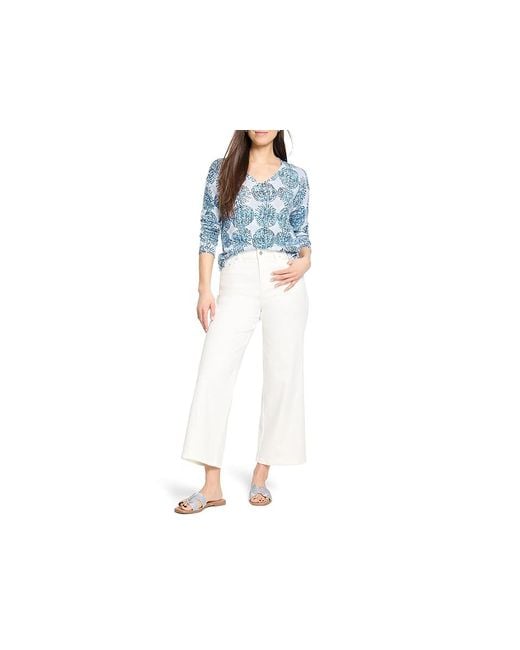 NIC+ZOE Blue Sand Dollar Supersoft Sweater Sweater Lg (Us 12-14) Cotton/Nylon