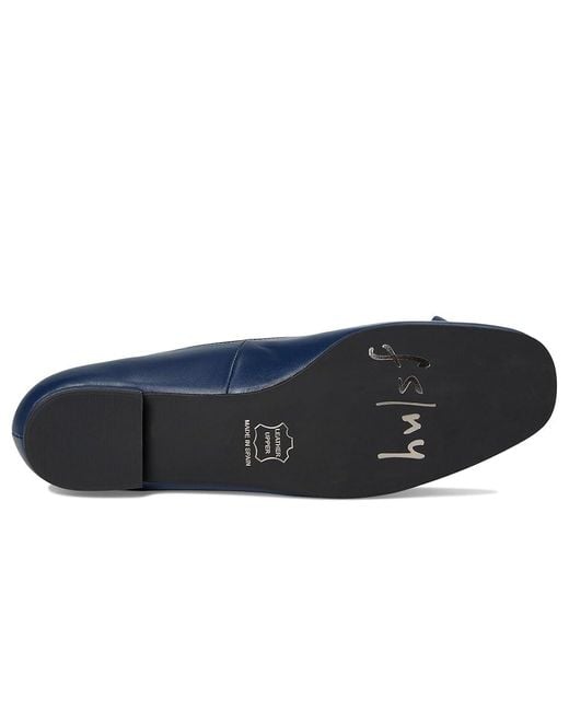 French Sole Blue Poppie Flat Shoes, Leather