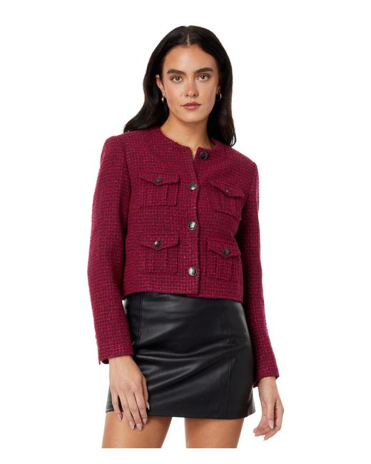 Ted Baker Pennio Cropped Boucle Jacket in Red
