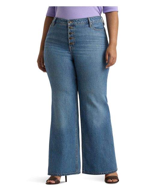 Lauren by Ralph Lauren Blue Plus-size High-rise Flare Jean