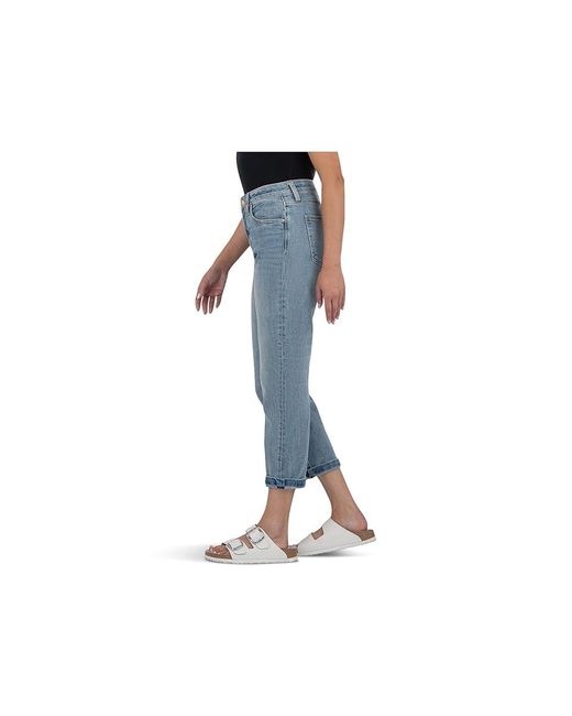 Kut From The Kloth Black Petite Sienna Baggy Boyfriend Crop Roll Up Reg Hem Jeans, Cotton/Denim/Polyester