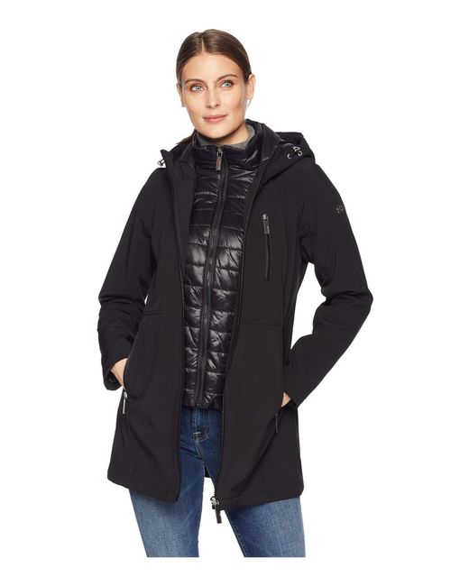Calvin Klein Softshell Jacket With Packable Bib Insert (black) Women's Coat