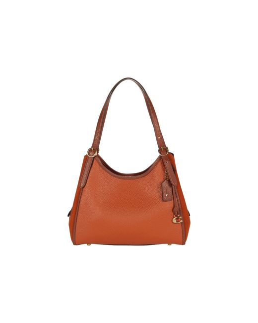 COACH Mixed Leather With Suede Gusset Lori Shoulder Bag in Brown - Lyst