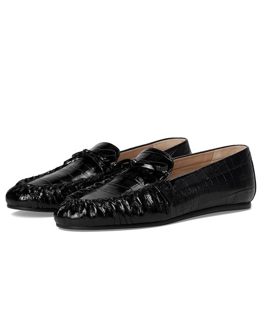 Stuart Weitzman Black Britt Bow Loafer Dress Sandals, Leather