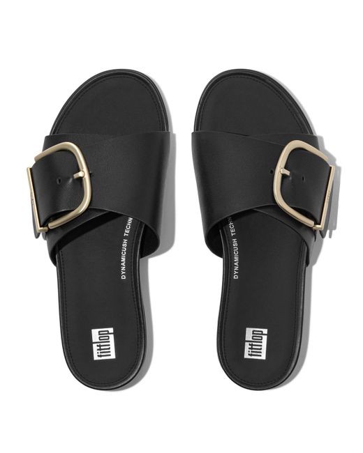Fitflop Black Gracie Maxi-buckle Leather Slides
