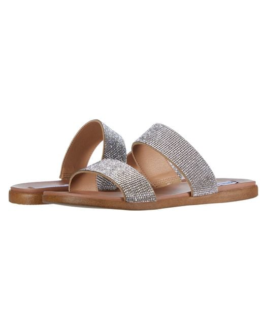 Steve Madden Synthetic Dual-r Flat Sandal in Silver (Metallic) - Lyst