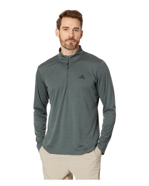 Adidas Gray Training Essentials 1/4 Zip Sweatshirt for men