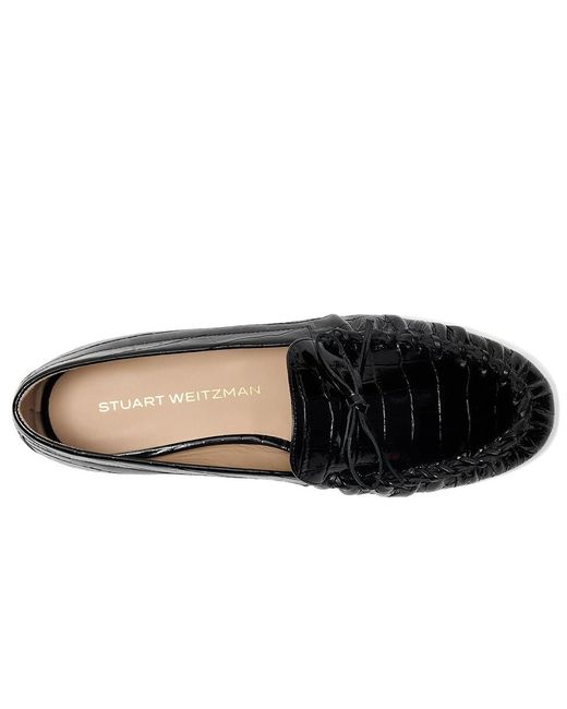 Stuart Weitzman Black Britt Bow Loafer Dress Sandals, Leather