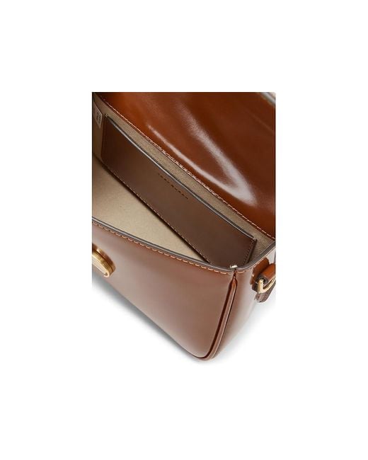 Tory Burch Brown Robinson Spazzolato Small Top-Handle Bag (Dark Sienna) Shoulder Handbags