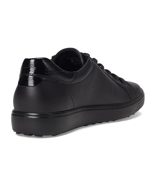 Ecco Black Soft 7 Side Zip Lace Sneakers Shoes, Leather