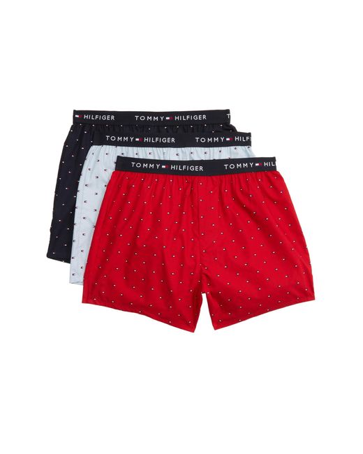 Tommy Hilfiger Red Cotton Classics 3-pack Woven Boxer for men