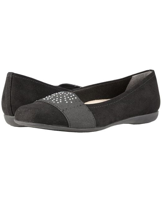 Trotters Black Samantha Slip On Shoes Microfiber/Elastic 7 N (Aa) Suede