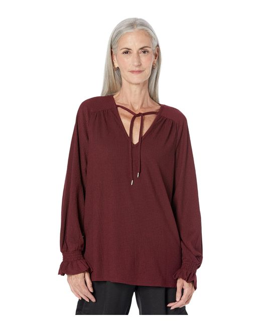 MICHAEL Michael Kors Cotton Solid Raglan Peasant Tunic in Red Lyst