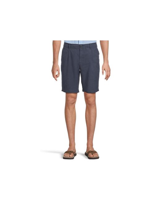 Tommy Bahama Black Isla Sands Stripe Single Pleat Short Shorts, Linen/Polyester for men