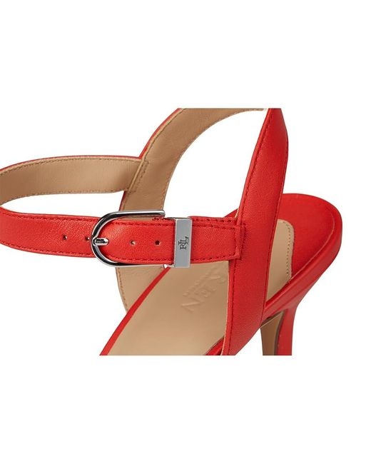 Ralph Lauren Red Gwen Nappa Leather Sandals Wedge Shoes 11 B