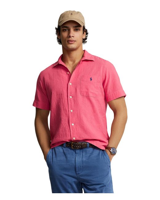 Polo Ralph Lauren Red Classic Fit Linen-cotton Camp Shirt for men
