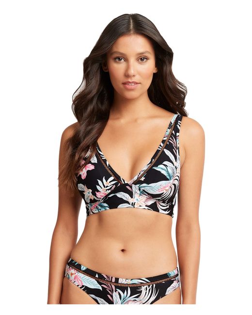 Sea Level Long Line Tri Bra Bikini Top Swimsuit in Black Lyst
