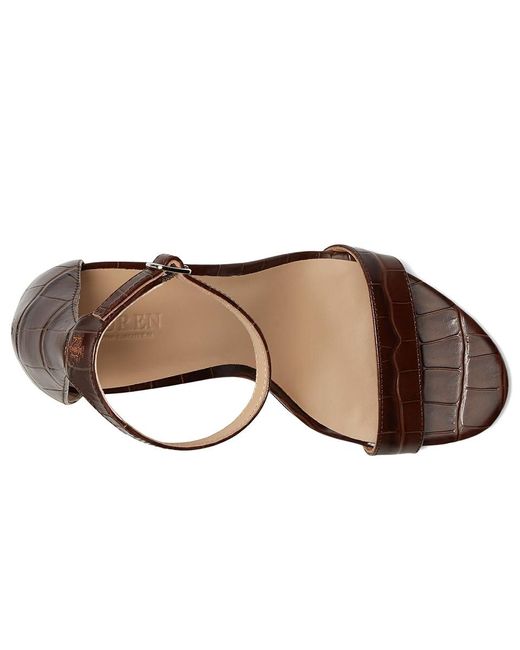 Ralph Lauren Black Allie Crocodile-Embossed Leather Sandals Dress Sandals 9 B