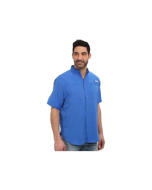 Columbia Blue Tamiami Ii S/S Short Sleeve Button Up, Mesh/Polyester for men