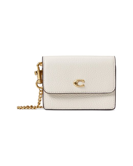 COACH Refined Calf Leather Half Flap Card Case in White Lyst