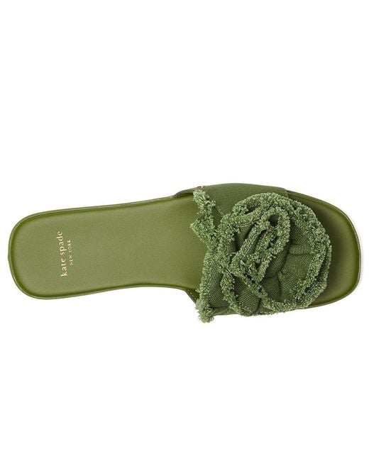 Kate Spade Green Flourish Canvas Flat Sandal Wedge Shoes 8.5 B