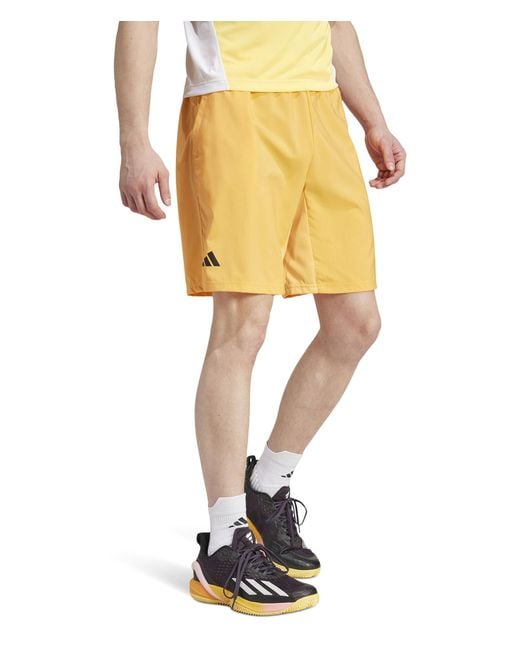 Adidas Yellow Club 3-stripes Tennis 7 Shorts for men