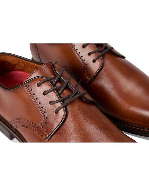 Stacy Adams Brown Benson Plain Toe Lace-Up Shoes, Leather for men