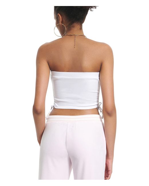 Juicy Couture White Rib Tube Top With Ties