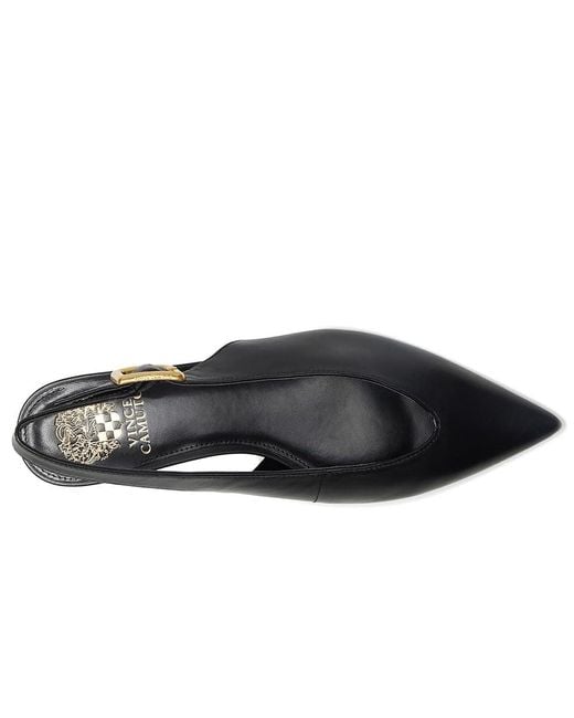 Vince Camuto Black Valther Kitten Heel Slingback Flat Mule Flat Shoes, Leather