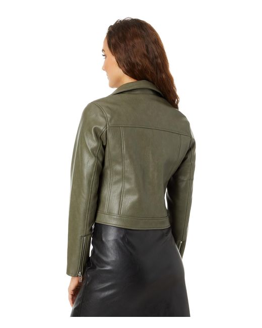 Blank NYC Green Vegan Leather Moto Jacket