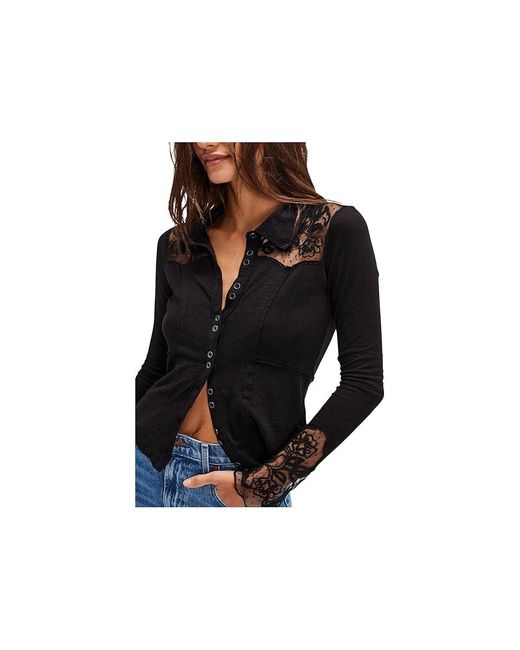 Free People Black Rosebud Cuff Clothing Sm 4-6) Cotton/Linen/Viscose