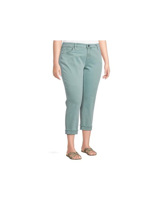 Kut From The Kloth Black Plus Size Amy Crop Straight Leg- Roll Up Fray Jeans 24W, Cotton/Denim/Spandex
